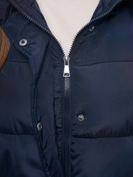 Kamizelka damska długa pikowana z kapturem granatowa OZONEE O/81276