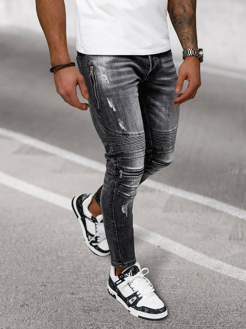 Spodnie jeansowe męskie czarne OZONEE NB/MP0007N