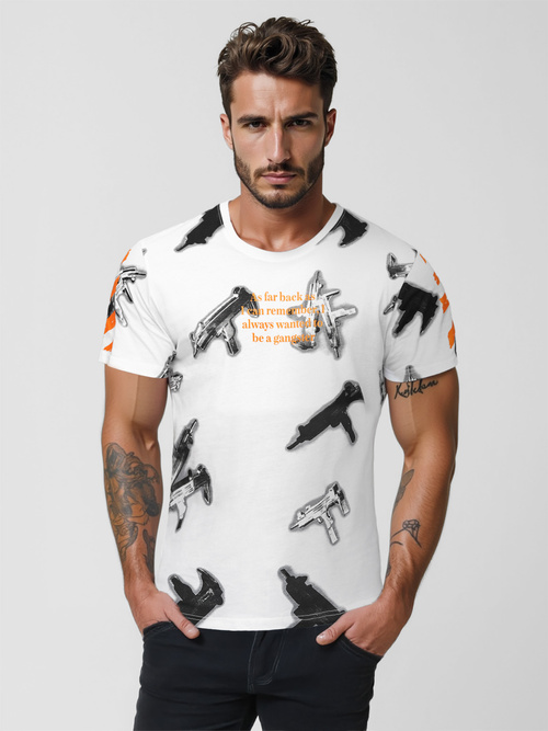 T-shirt męski biały OZONEE O/MPO3471Z