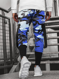 Spodnie męskie chino joggery niebiesko-czarne OZONEE G/11133