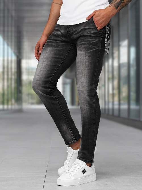 Spodnie jeansowe męskie slim fit czarne OZONEE NB/MP0091N