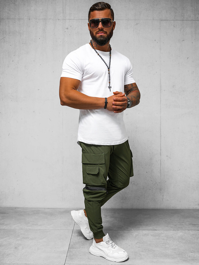 Spodnie męskie chino joggery khaki OZONEE O/PS5520