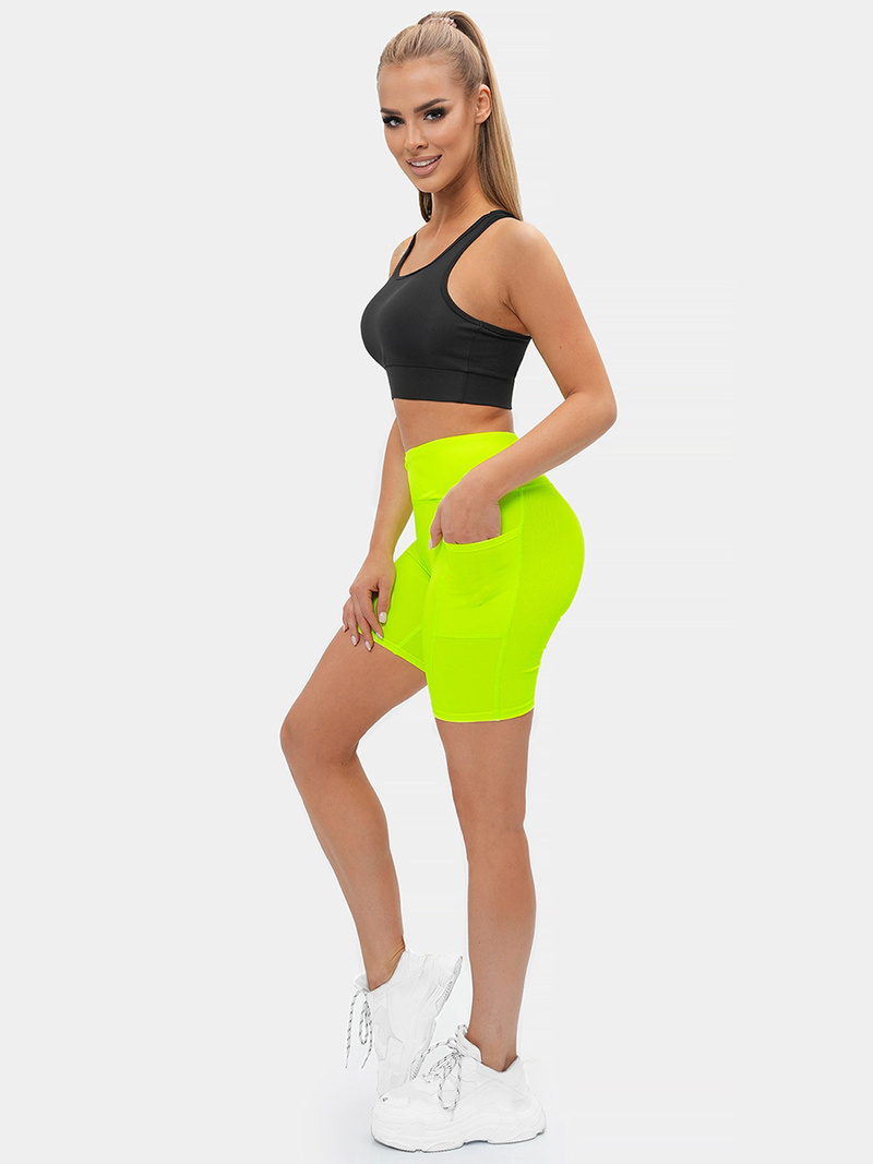 Legginsy krótkie damskie kolarki żółto-neonowe OZONEE O/XL007/26Z