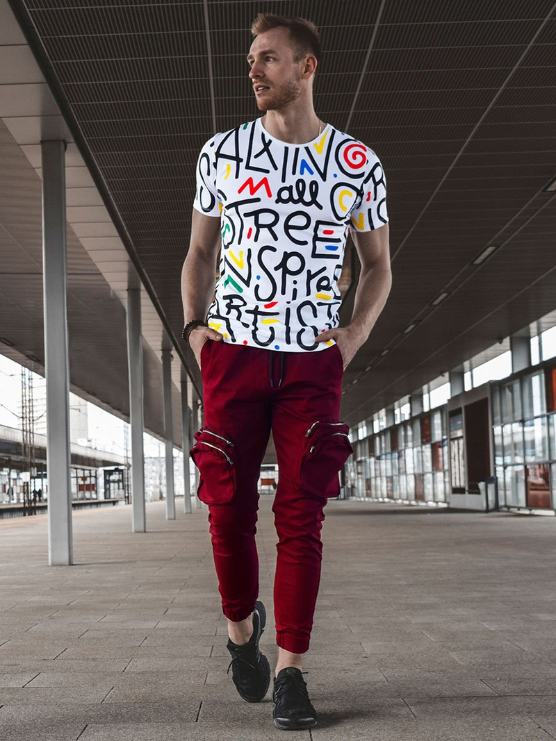 T-Shirt męski z nadrukiem biały OZONEE MR/21518