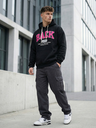 Bluza z kapturem męska czarna OZONEE O/TT30513Z