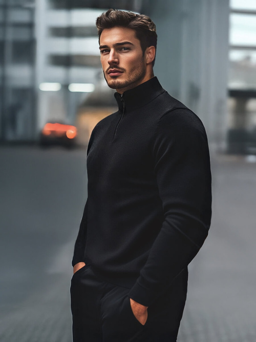 Sweter męski czarny OZONEE NB/MM6007/4Z