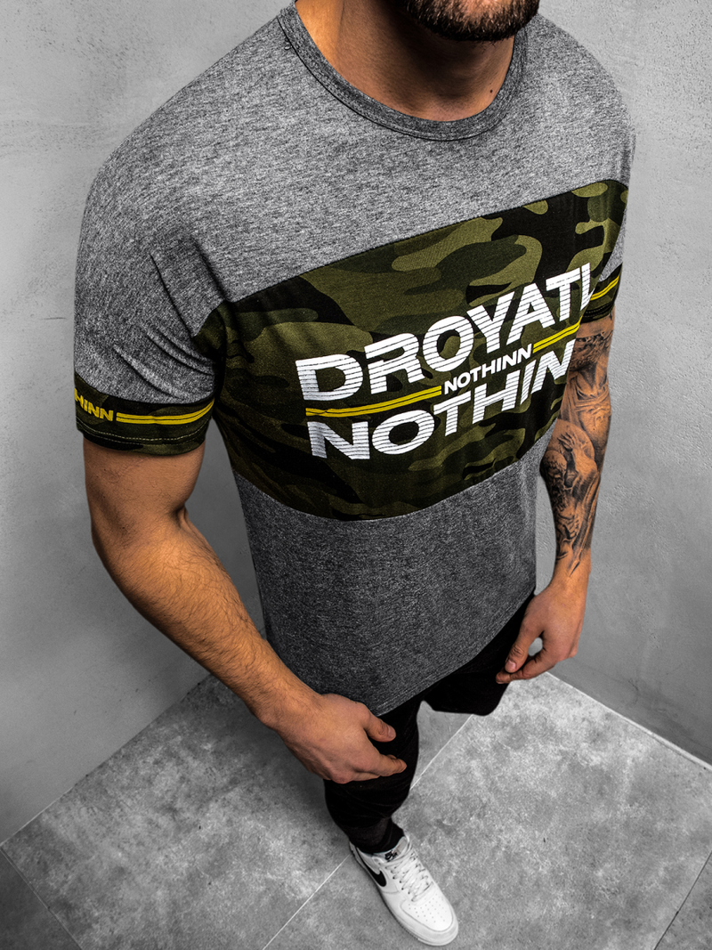 T-Shirt męski grafitowy OZONEE JS/SS10976Z