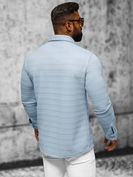 Bluza męska z kołnierzykiem niebieska OZONEE O/TB2271