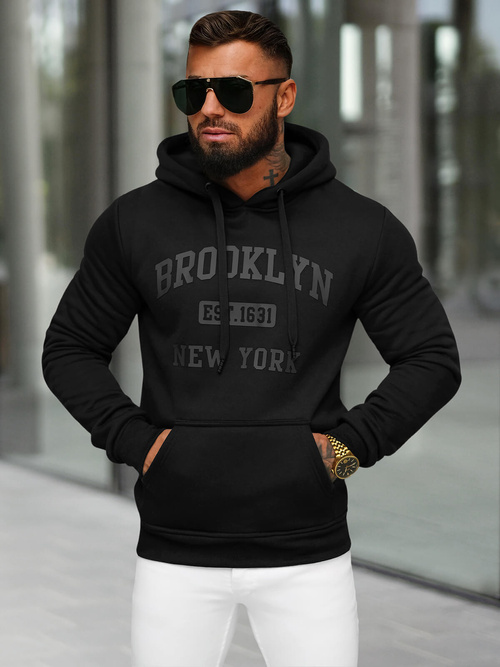 Bluza z kapturem męska czarna OZONEE JS/8B1350/3