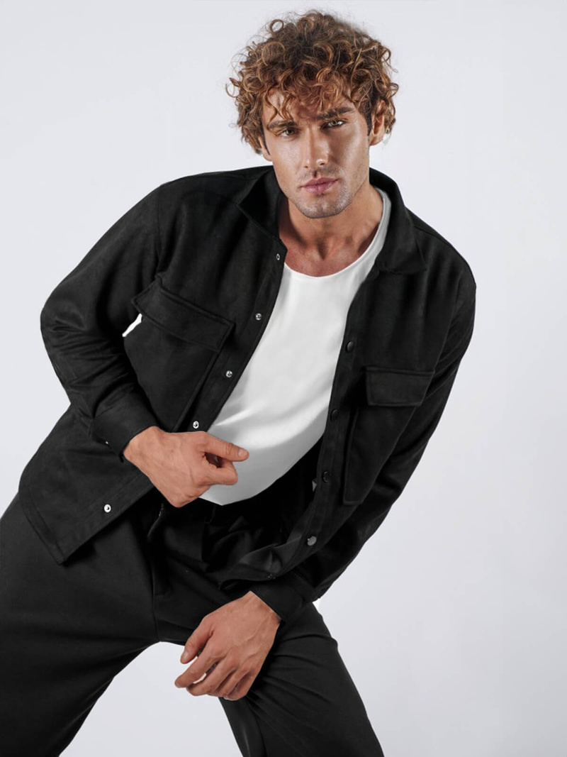 Класична сорочка чоловіча чорна OZONEE O/GOM23039