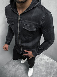 Koszula męska jeansowa czarna OZONEE O/3450/21