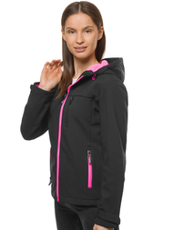 Kurtka softshell damska z kapturem czarna OZONEE JS/KSW6007