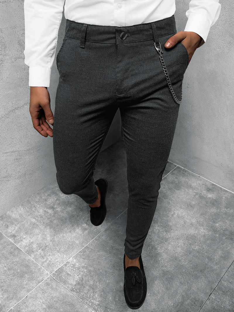 Spodnie męskie chino materiałowe grafitowe OZONEE DJ/5564