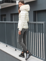 Kurtka zimowa damska z futerkiem ecru OZONEE O/DK030/10Z