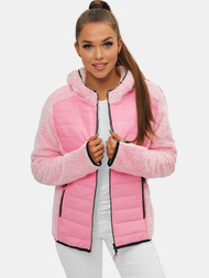 Kurtka damska rozpinana z kapturem różowa OZONEE JS/KSW7001