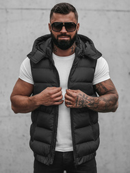 Kamizelka męska pikowana z kapturem czarna OZONEE N/7129Z