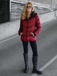 Kurtka zimowa damska pikowana bordowa OZONEE JS/5M3316/1