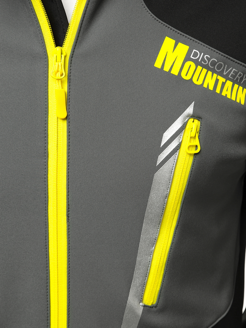 Kurtka softshell męska z kapturem czarno-szara OZONEE JS/HH022/1B