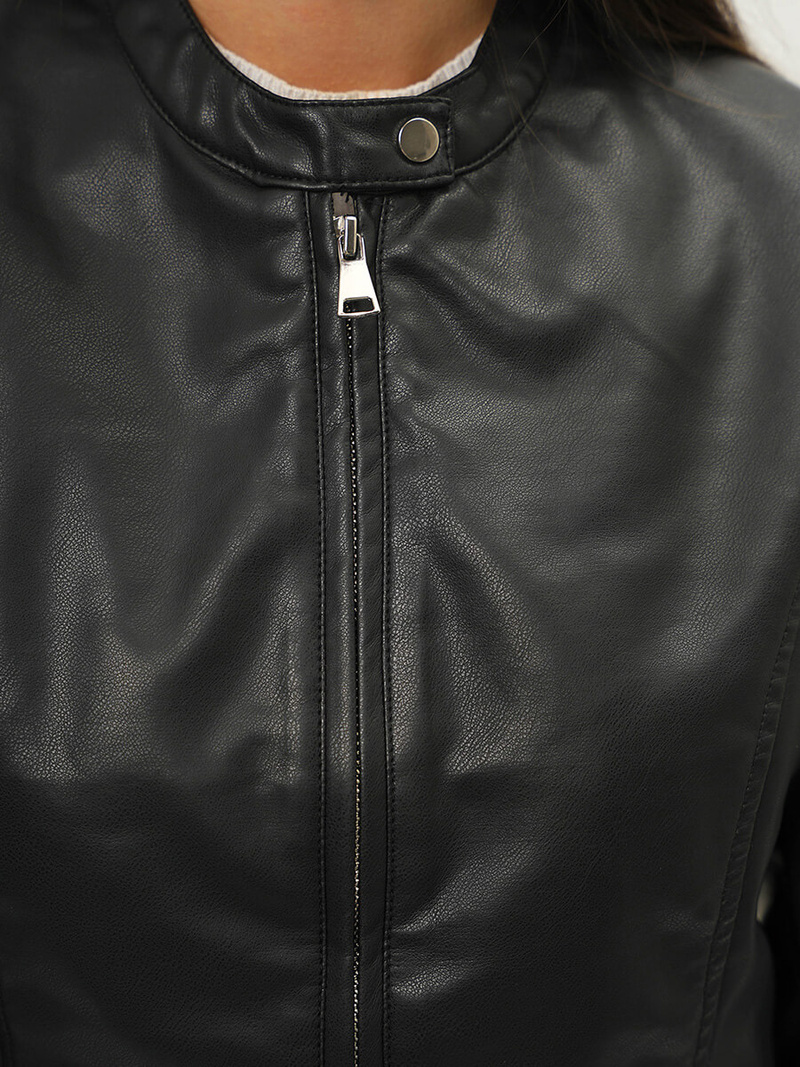 Kurtka skórzana damska czarna OZONEE JS/11Z8008