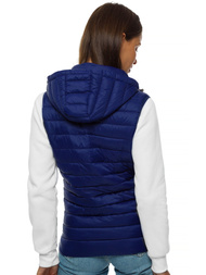Kamizelka damska pikowana z kapturem granatowa/2 OZONEE JS/M23039/215
