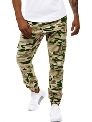 Spodnie męskie joggery beżowe OZONEE A/404