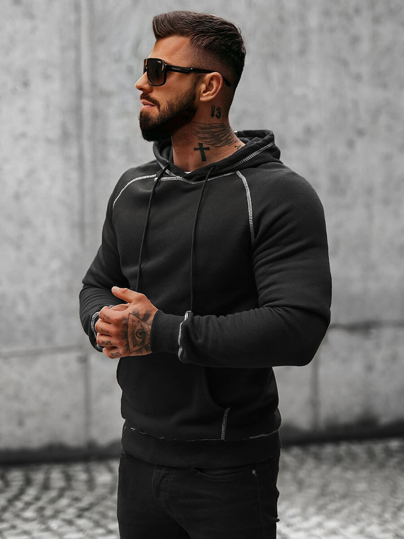 Bluza z kapturem męska czarna OZONEE O/8B152/3