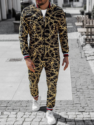 Чоловічий комплект - піджак та штани чінос чорно-золотий OZONEE O/5555/21