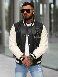 Чоловіча шкіряна куртка Чорно-Бiла OZONEE JS/11Z8112Z