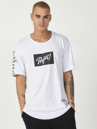 T-Shirt męski z nadrukiem biały OZONEE MR/21550