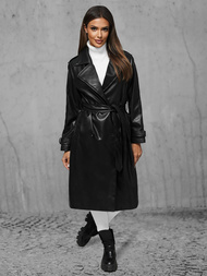 Płaszcz damski skórzany czarny OZONEE JS/11Z8100