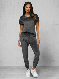 Komplet dresowy damski welurowy grafitowy OZONEE JS/35C1611/5