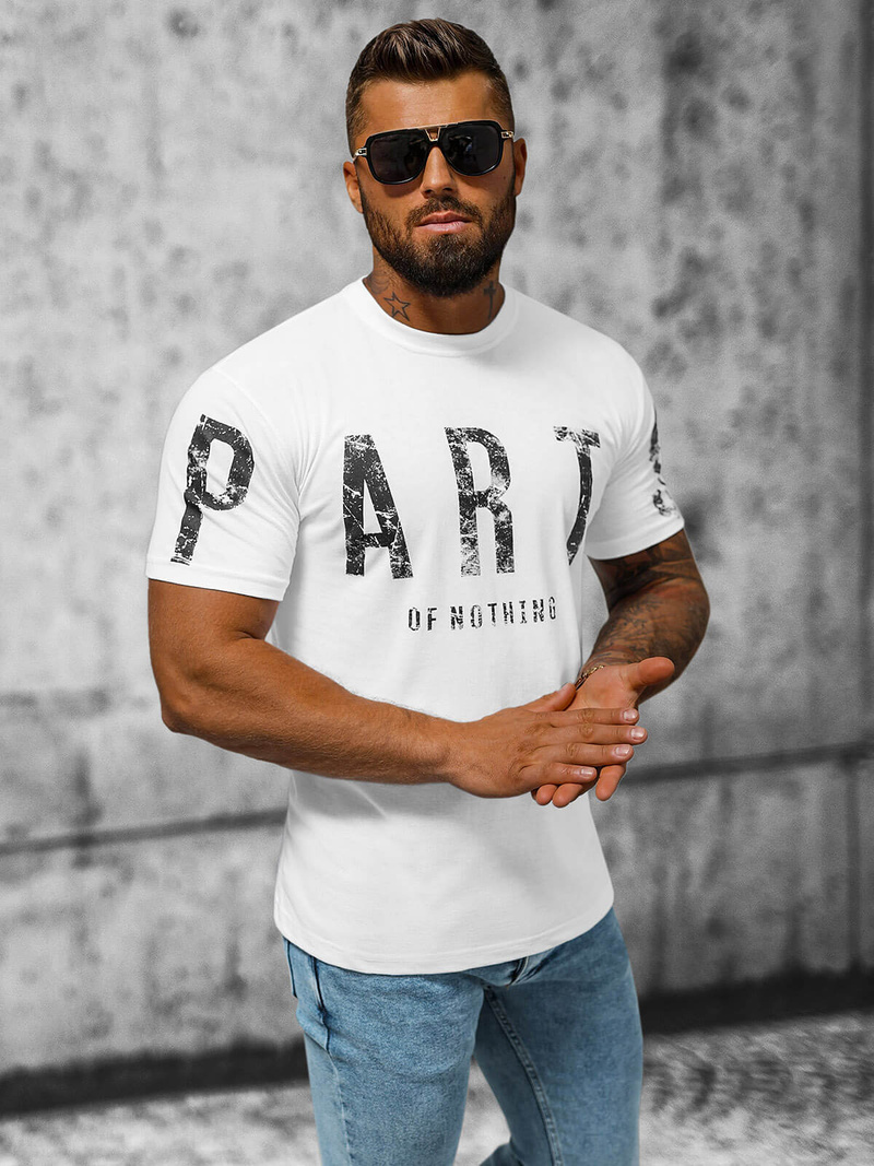 T-shirt męski biały OZONEE O/1180Z