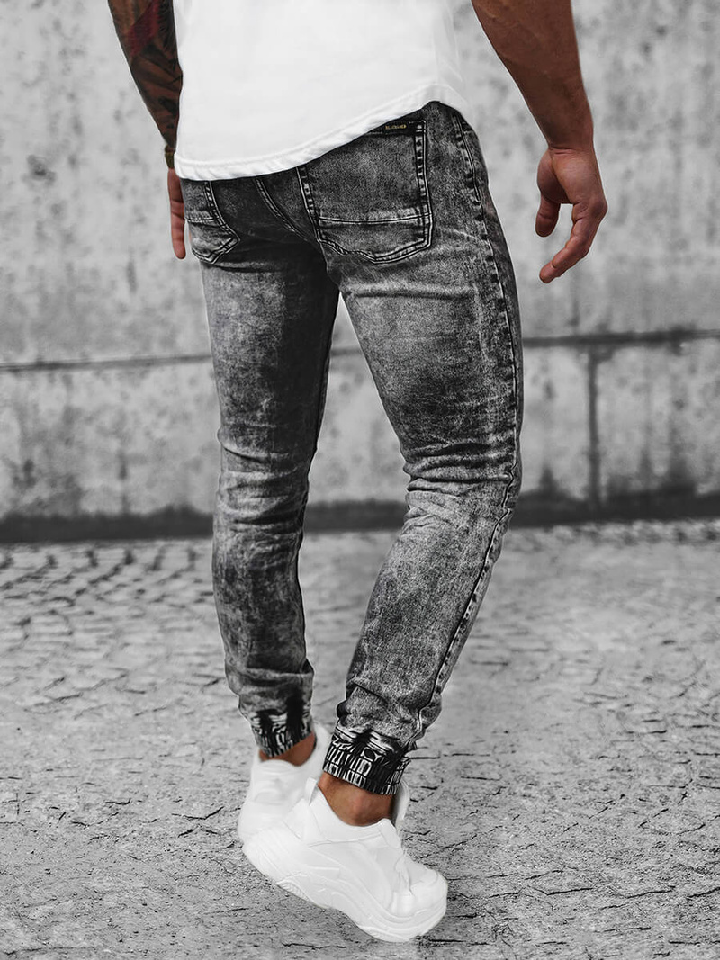 Spodnie jeansowe joggery męskie czarne OZONEE NB/MP0055N