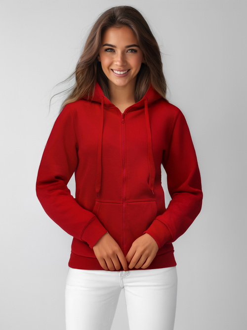 Bluza damska rozpinana z kapturem ciemno-czerwona OZONEE JS/W03Z