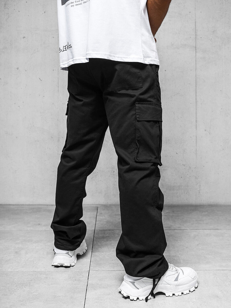 Spodnie męskie cargo wide leg czarne OZONEE O/G3179Z