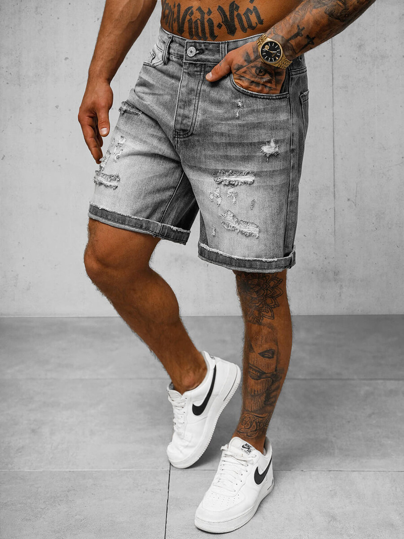 Spodenki męskie jeansowe czarne OZONEE O/JD-2447K