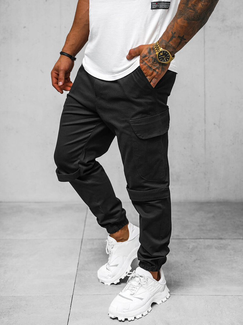 Spodnie męskie chino joggery czarne OZONEE O/G3014Z