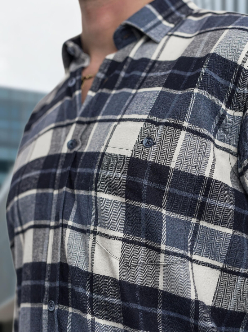 Koszula męska w kratę granatowa OZONEE V/V175Z