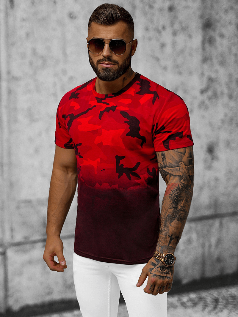 T-shirt męski czerwony OZONEE JS/8T86/18Z