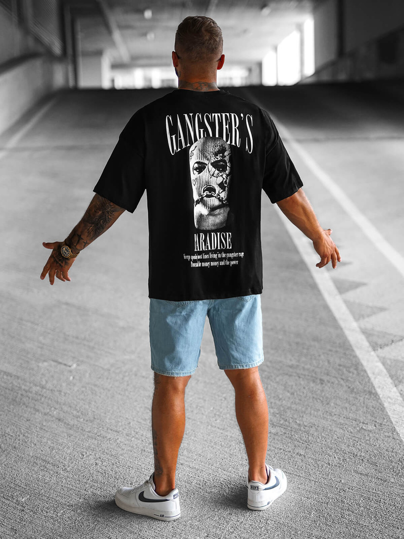 T-shirt męski oversize czarny OZONEE O/3433