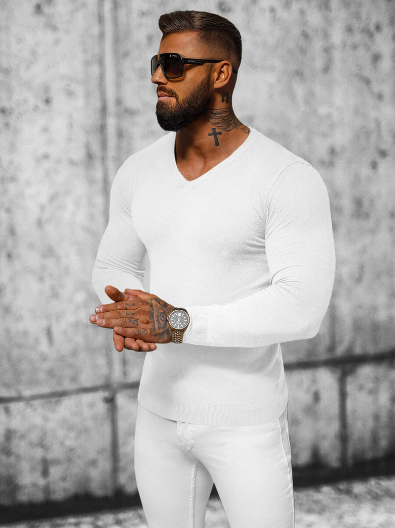 Sweter męski biały OZONEE NB/MMB601/1Z