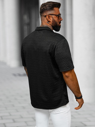 Сорочка чоловіча з коротким рукавом чорна OZONEE O/3C319