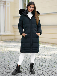 Kurtka zimowa damska długa pikowana granatowa OZONEE O/W377Z