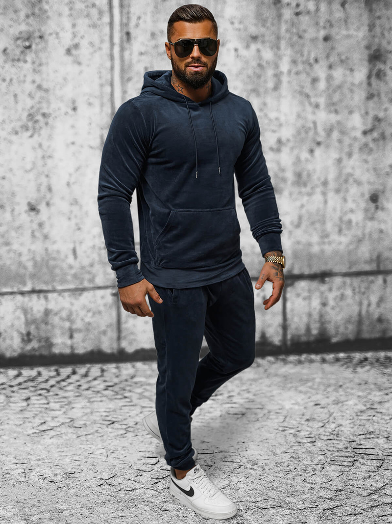 Komplet dresowy męski welurowy granatowy OZONEE JS/8C1171/25