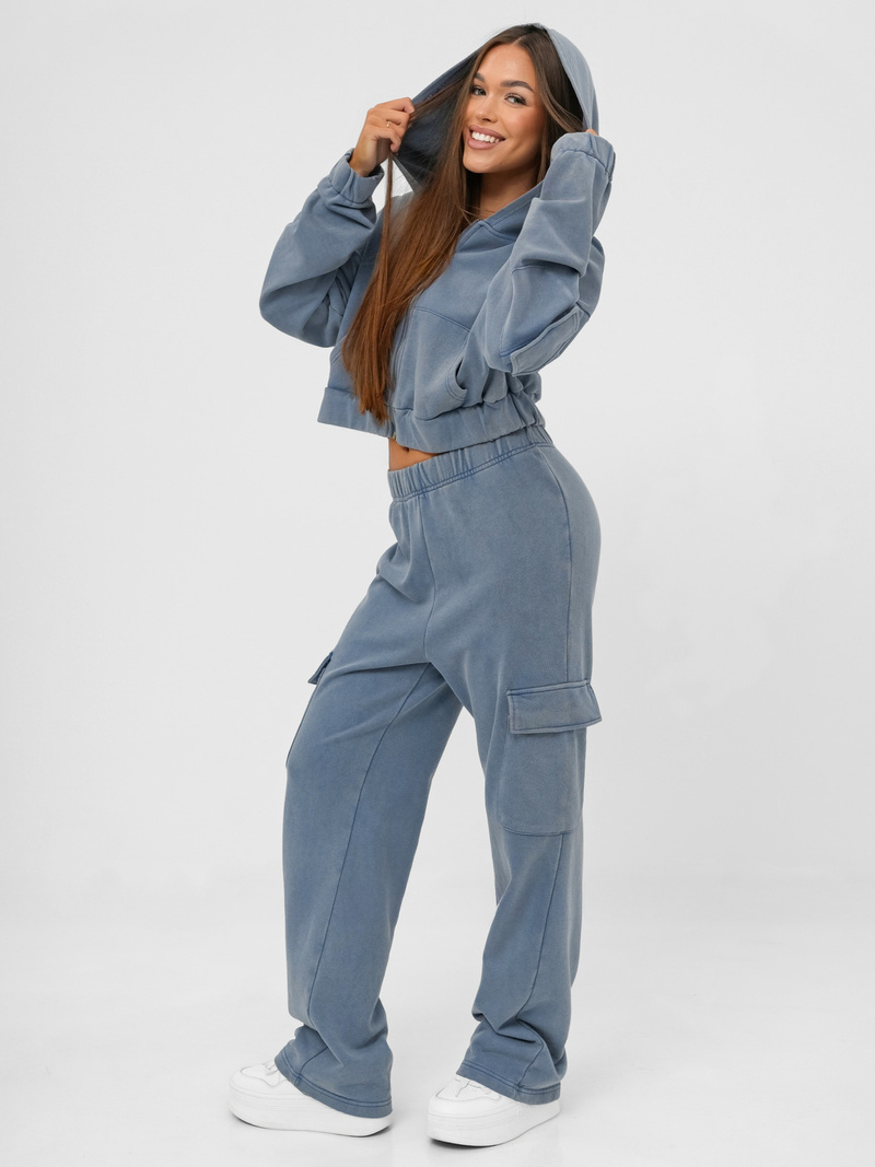 Komplet dresowy damski dwuczęściowy niebieski OZONEE JS/M60051AB