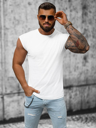 Koszulka bez rękawów męska biała OZONEE O/1265Z