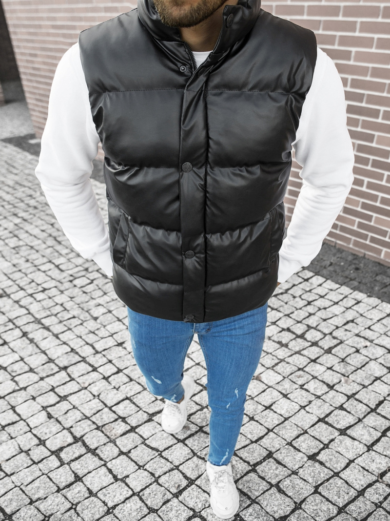 Kamizelka męska pikowana czarna OZONEE O/9035