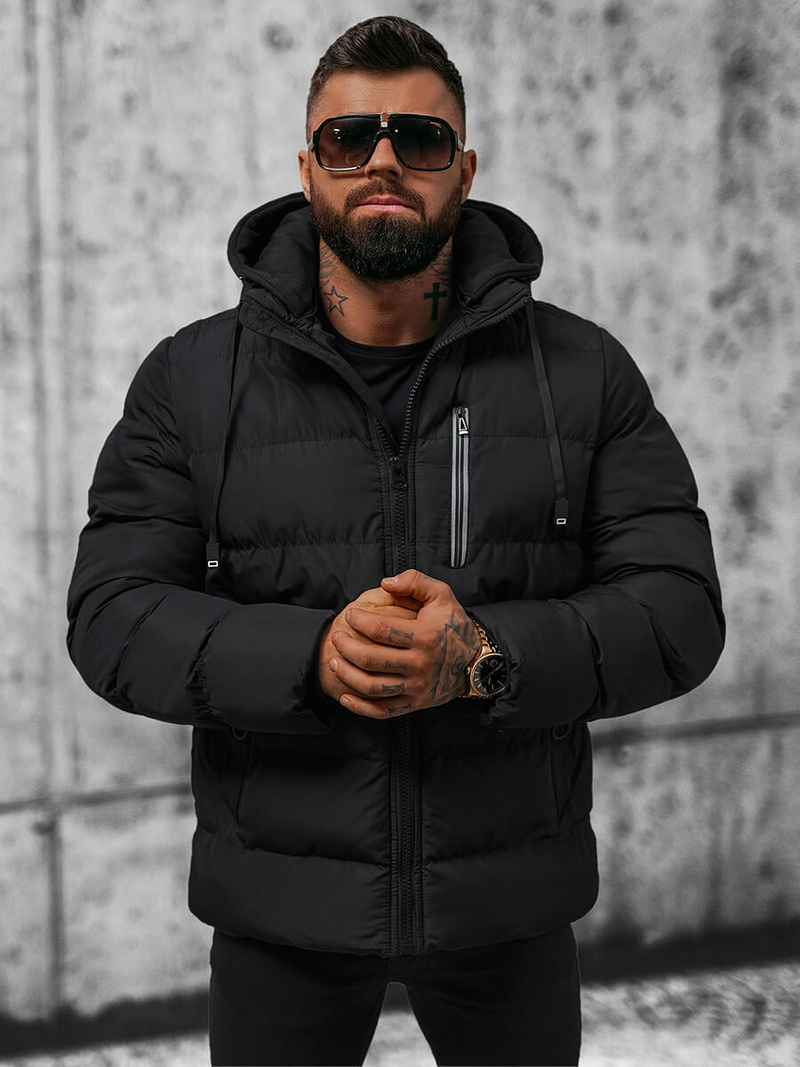 Kurtka zimowa męska pikowana czarna OZONEE JS/27M8112/392