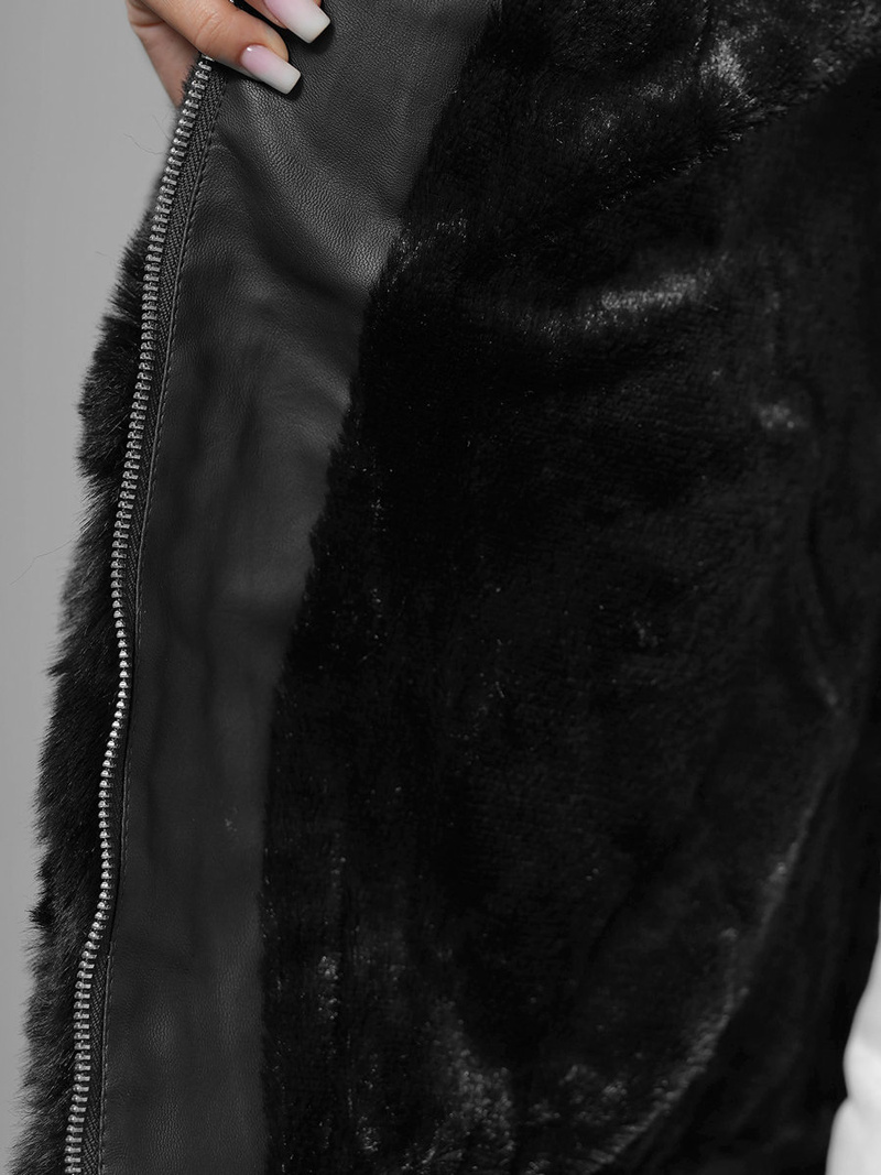 Жіноча шкіряна куртка Чорна OZONEE JS/11Z8079