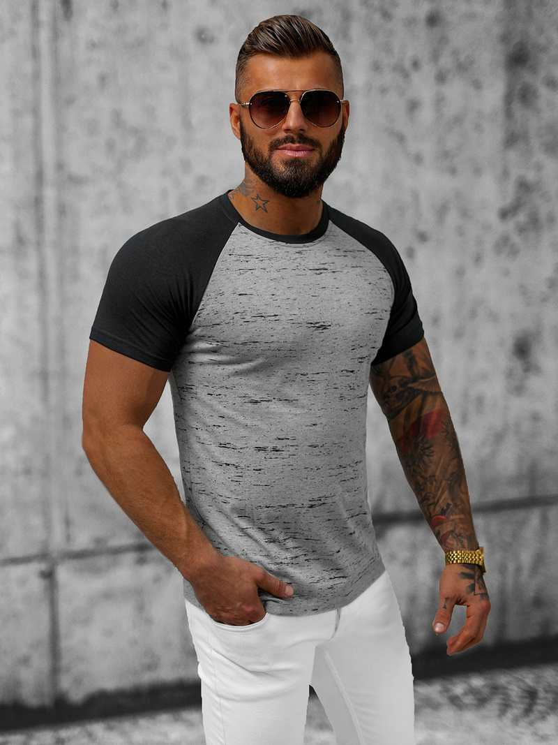 T-shirt męski szary OZONEE JS/8T226/2